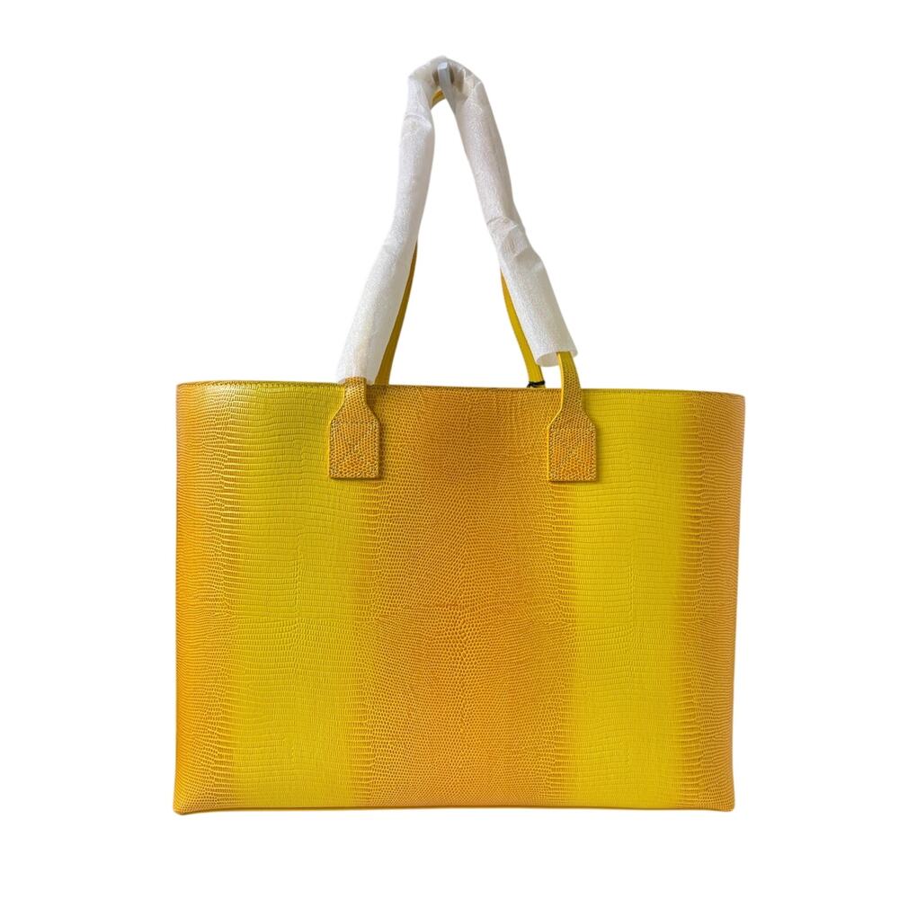 Burberry Calfskin Lizard Embossed London Tote Marigold New - Picture 7 of 9